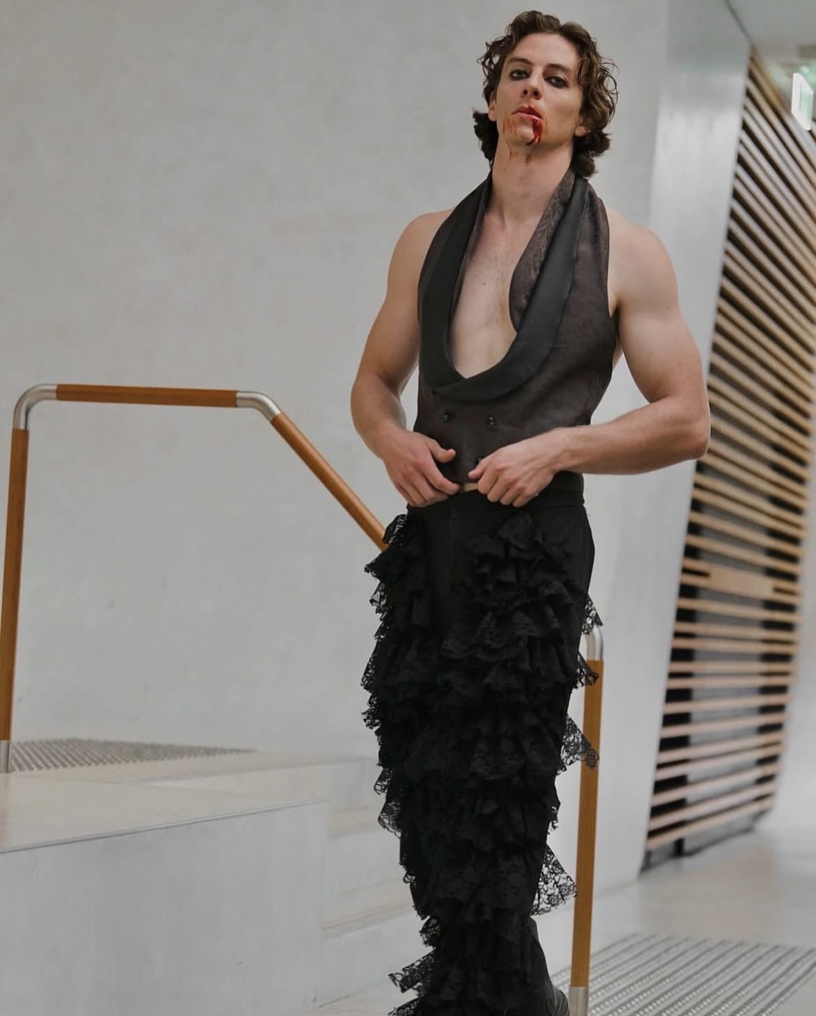 Editorial — sculptural ruffles with stained lip