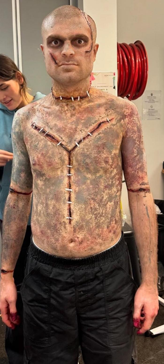 Full-body stitched and scarred SFX makeup