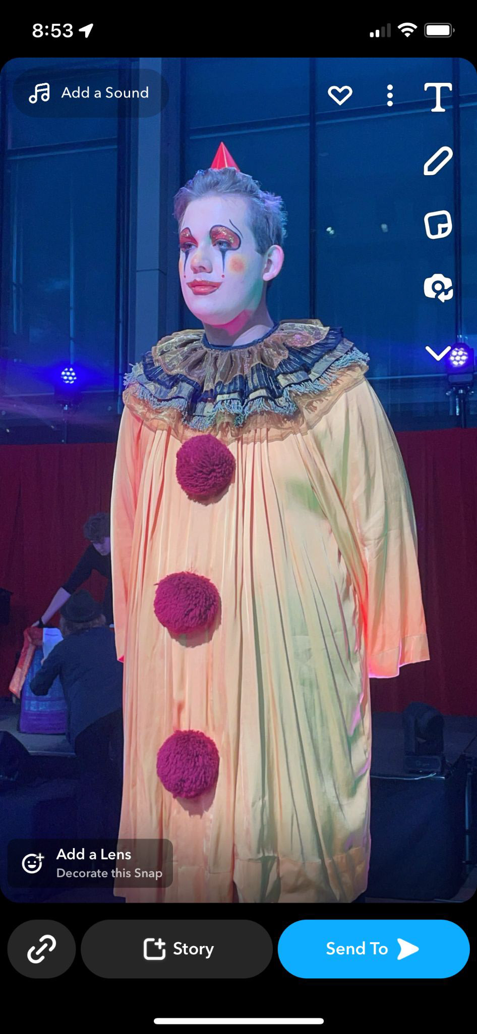 Colourful clown character