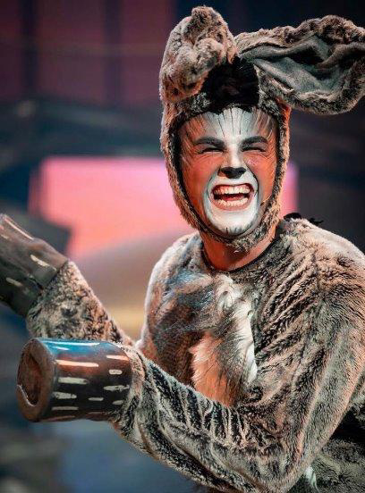 Furry animal stage costume with face paint