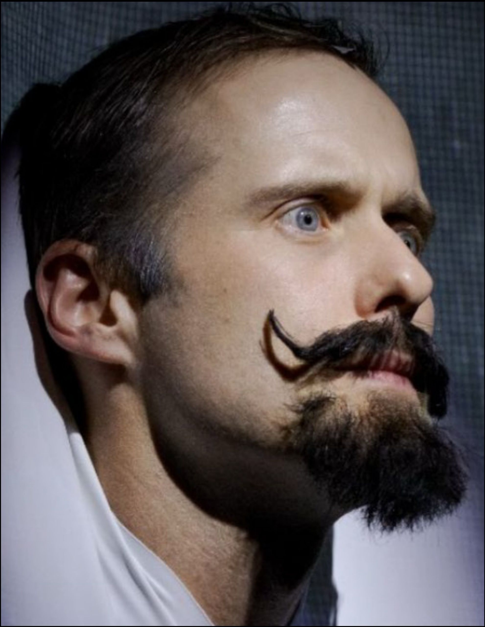 Styled moustache and beard